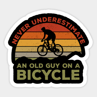 Never Underestimate An old Guy On A Bicycle - Christmas Gift Idea Sticker